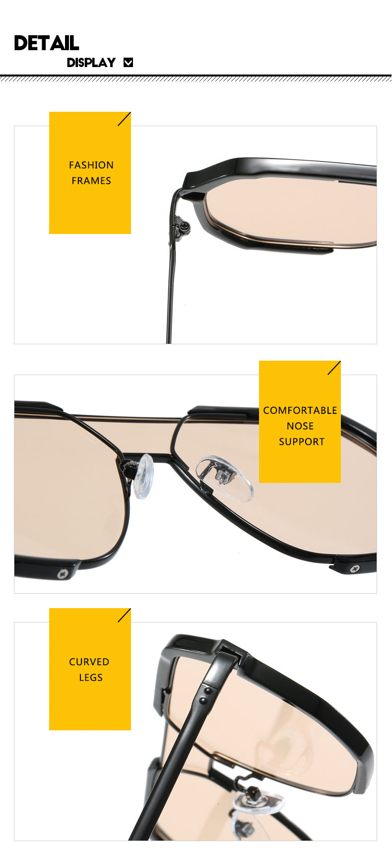 Transparent White and Yellow Tablets Unisex Oversized Aviator Metal Frame Sunglasses - Retro Fashion Eyewear with AC Lenses