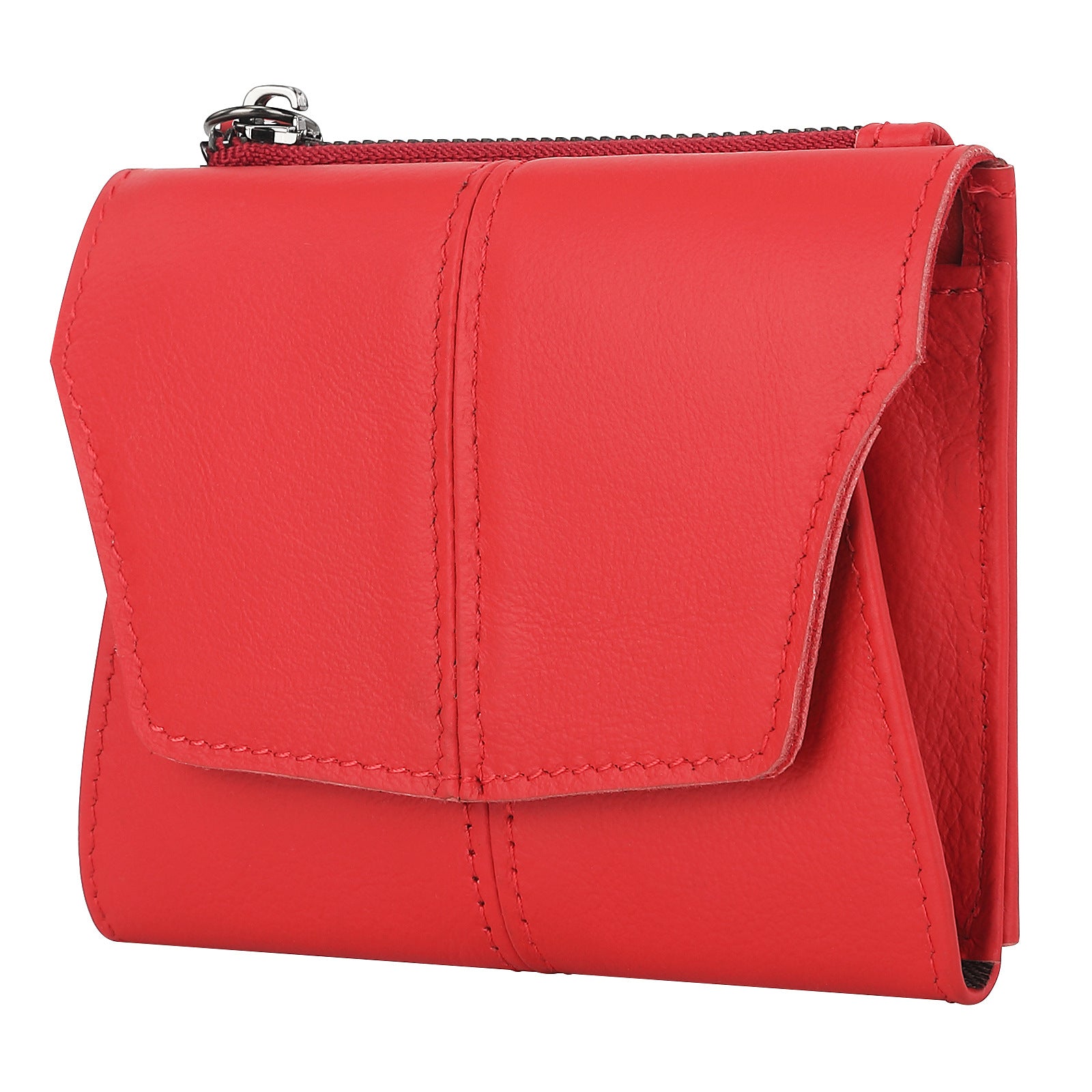 Red Genuine Leather Women's Wallet - Multifunctional Coin & Card Holder, Fashionable Card Box in Top-Grade Cowhide