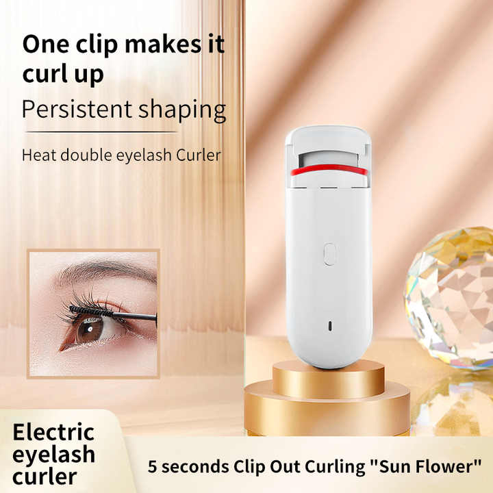 White Electric Heated Eyelash Curler, Portable Rechargeable Lash Curler, Long-Lasting Eyelash Curling Tool