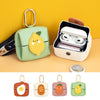 Lemon Pattern Green Cute Multifunctional Mini Leather Coin Purse with Keychain for Lipstick, Bluetooth Earbuds, and Small Essentials
