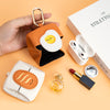 Lemon Pattern Green Cute Multifunctional Mini Leather Coin Purse with Keychain for Lipstick, Bluetooth Earbuds, and Small Essentials