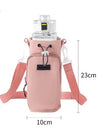 Pink Portable Outdoor Water Bottle Holder Bag with Adjustable Shoulder Strap, Nylon Waterproof Material, 121g Lightweight, 23cm Height for Travel and Hiking(Water Cup Not Included)