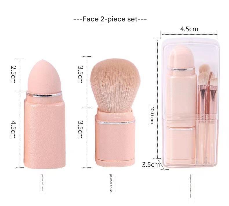 Green 8-in-1 Retractable Mini Makeup Brush Set with Protective Cover - Compact Design for Travel and On-the-Go Touchups