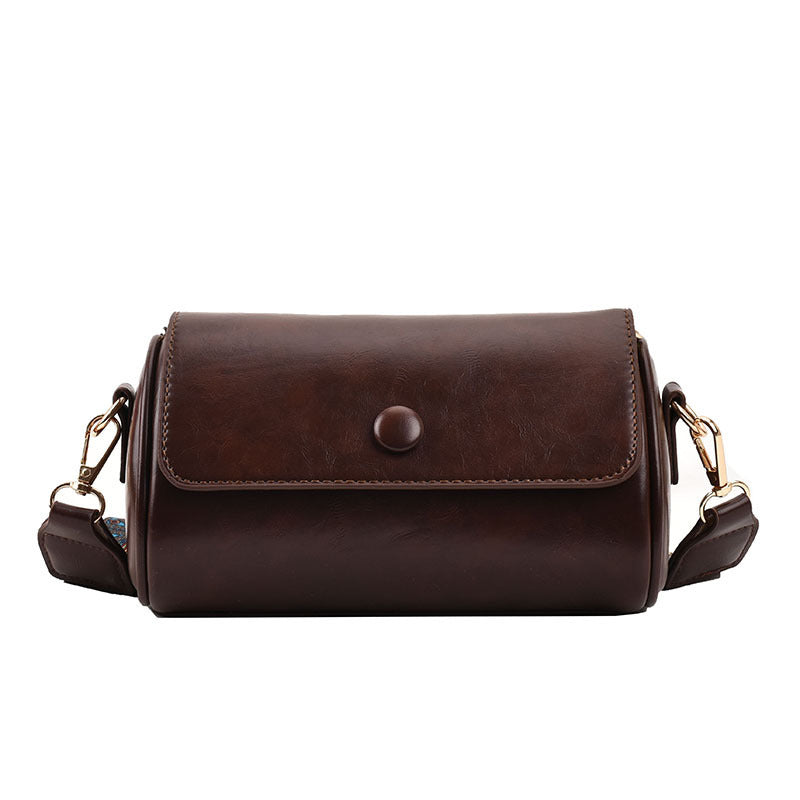 Coffee Vintage PU Leather Shoulder Bag with Adjustable Strap - Compact and Stylish