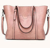 Elegant PU Leather Tote Bag with Detachable Strap - Pink