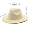 Milky white Women's Wide-Brim Straw Hat with Rhinestones - Elegant and Breathable Sun Hat for Summer Outdoors,M(56-58cm)
