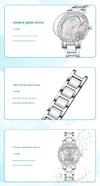 Women's Butterfly Quartz Watch with Ceramic Steel Strap and Luminous Hands (Silver shell white surface steel belt)