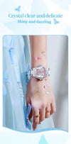 Women's Butterfly Quartz Watch with Ceramic Steel Strap and Luminous Hands (Silver shell powder surface steel belt)