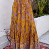 Plus Size Boho Skirt, Women's Plus Paisley Print Ruffle Hem High Rise Pleated Maxi Skirt